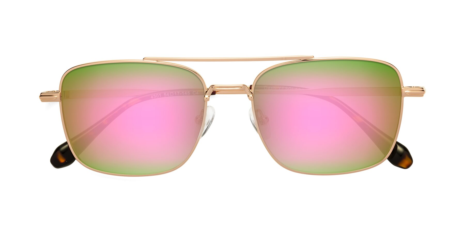 Folded Front of Dash in Rose Gold with Pink Mirrored Lenses