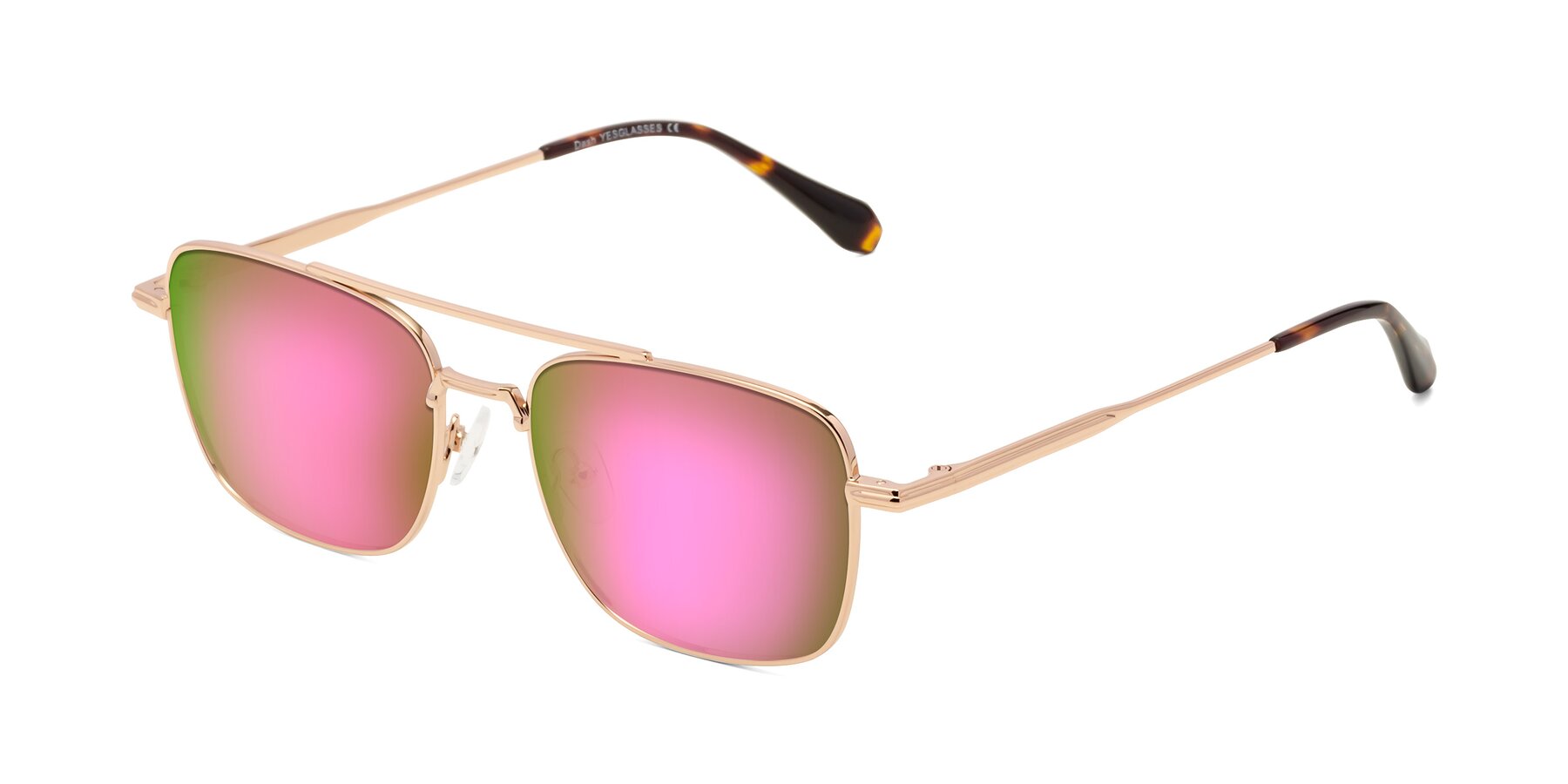 Angle of Dash in Rose Gold with Pink Mirrored Lenses