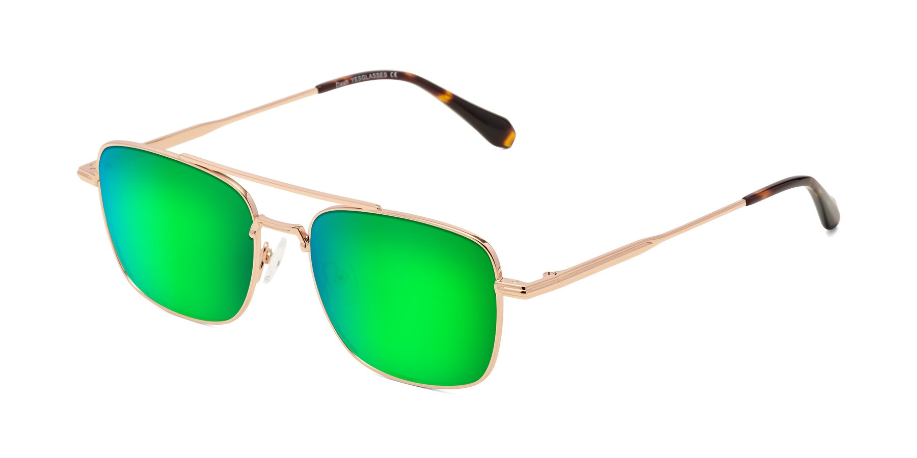 Angle of Dash in Rose Gold with Green Mirrored Lenses