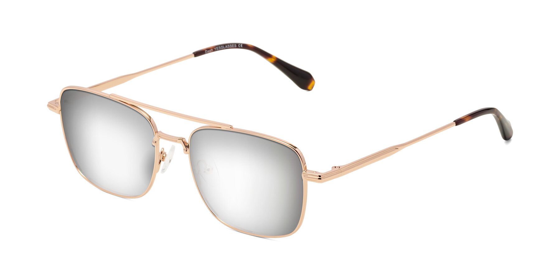 Angle of Dash in Rose Gold with Silver Mirrored Lenses