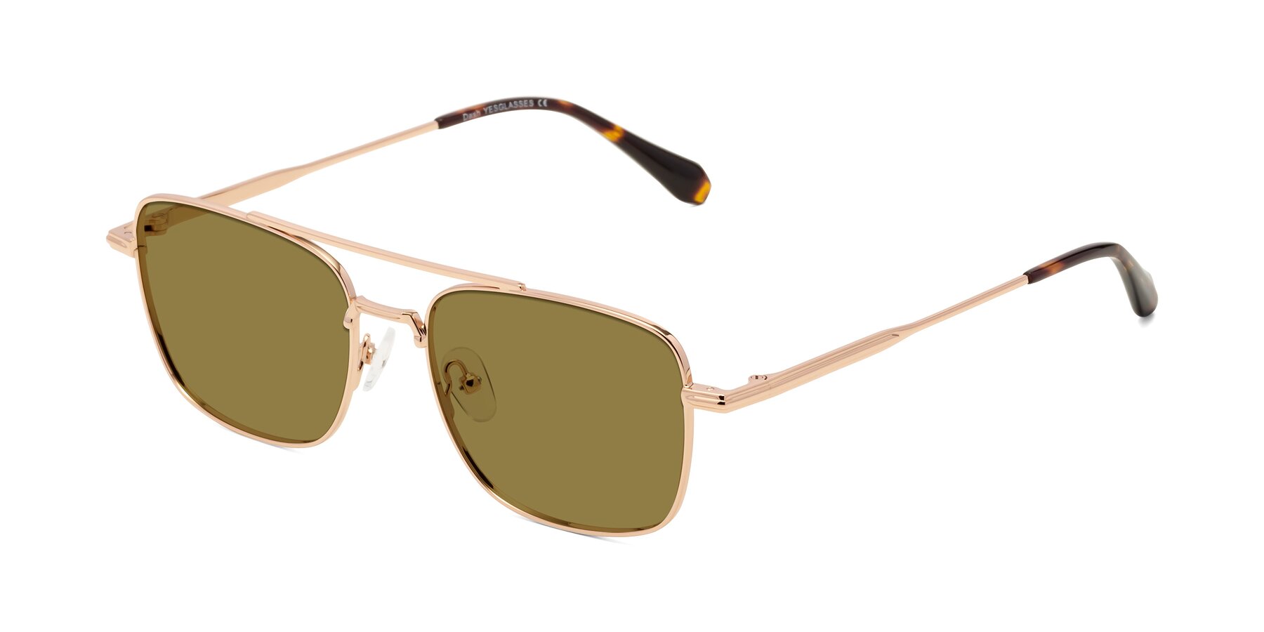 Angle of Dash in Rose Gold with Brown Polarized Lenses