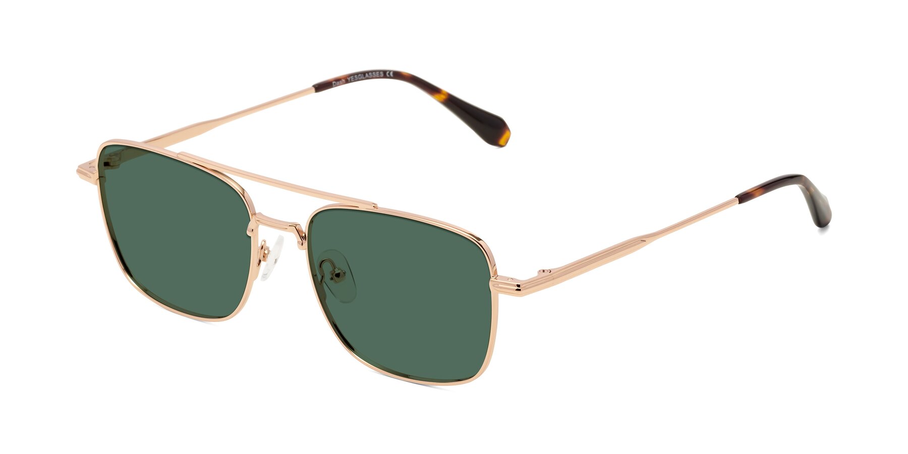 Angle of Dash in Rose Gold with Green Polarized Lenses