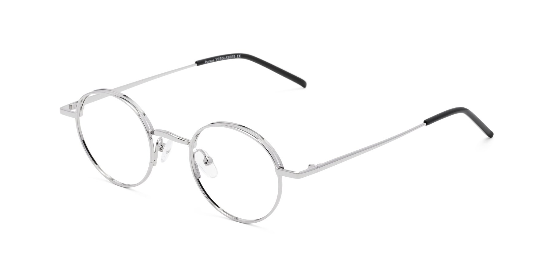 Angle of Pursue in Silver with Clear Reading Eyeglass Lenses