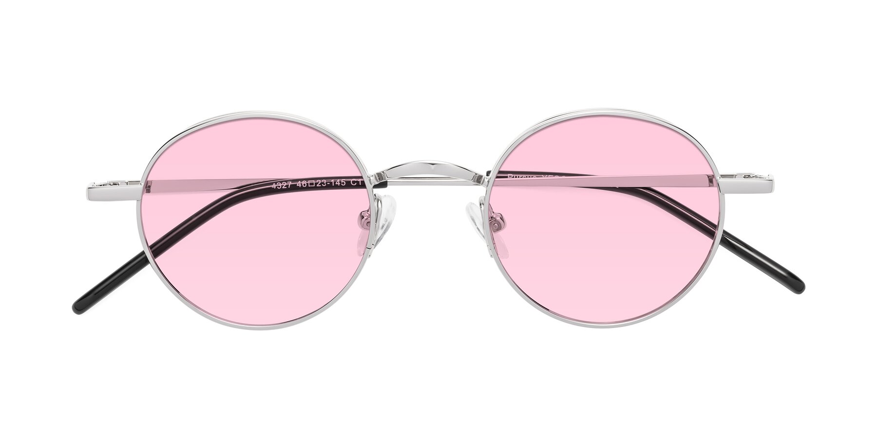 Folded Front of Pursue in Silver with Light Pink Tinted Lenses