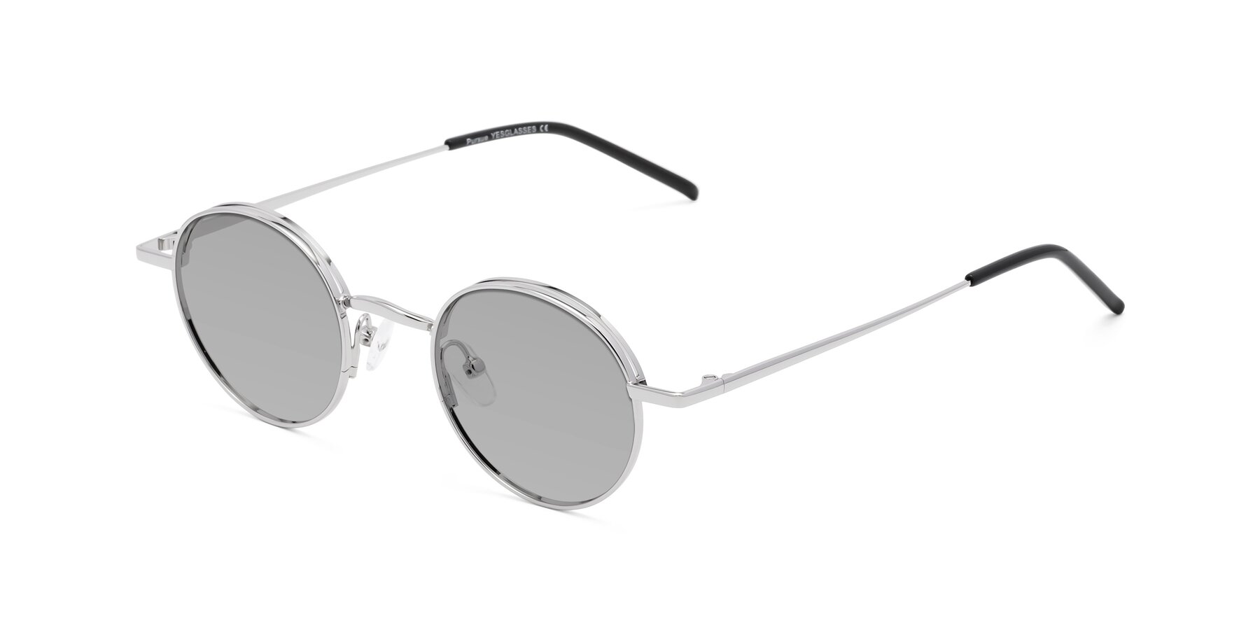 Angle of Pursue in Silver with Light Gray Tinted Lenses