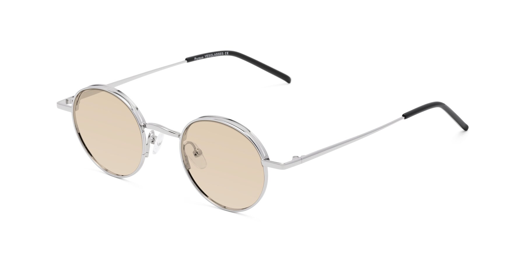 Angle of Pursue in Silver with Light Brown Tinted Lenses