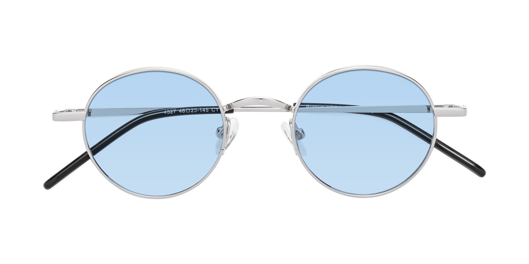 Folded Front of Pursue in Silver with Light Blue Tinted Lenses