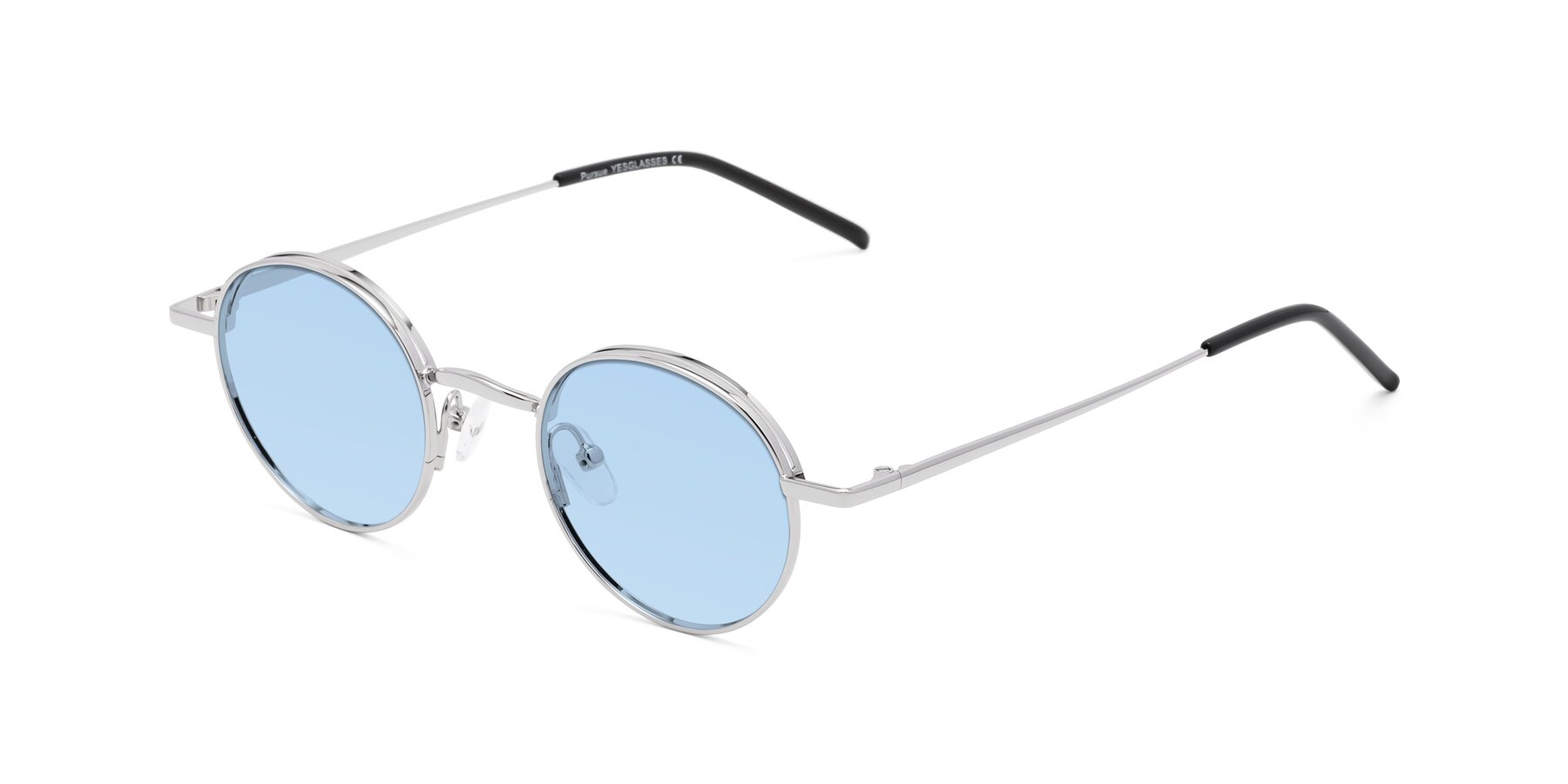 Angle of Pursue in Silver with Light Blue Tinted Lenses