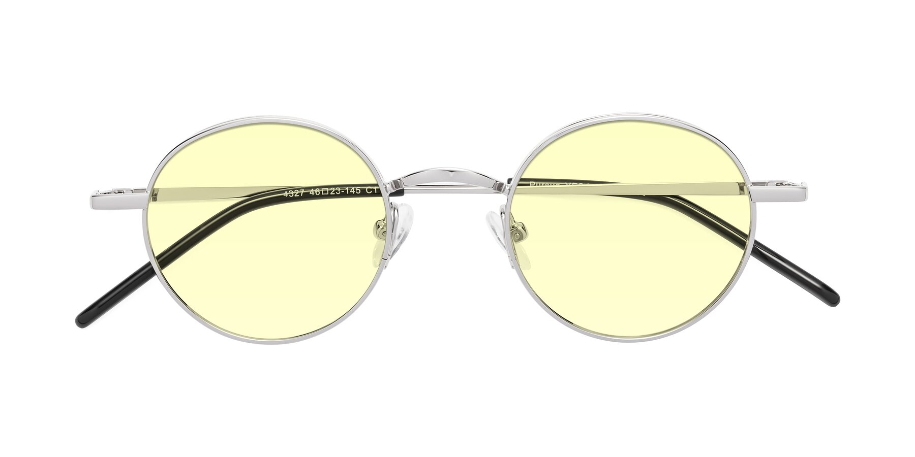 Folded Front of Pursue in Silver with Light Yellow Tinted Lenses