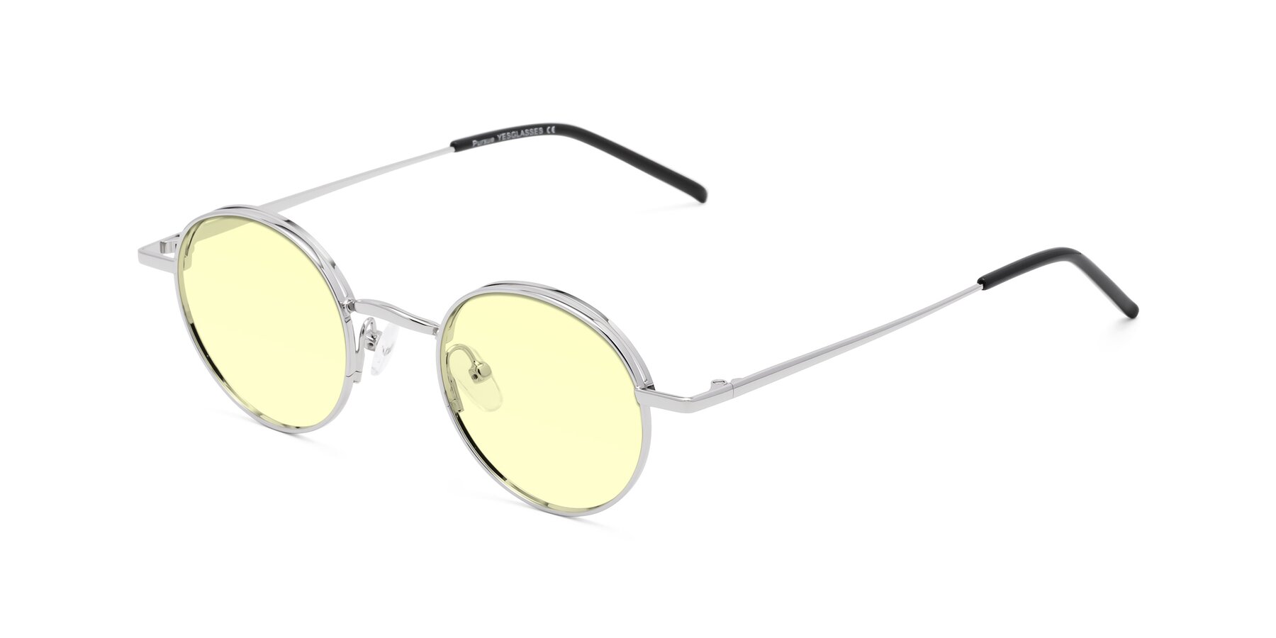 Angle of Pursue in Silver with Light Yellow Tinted Lenses
