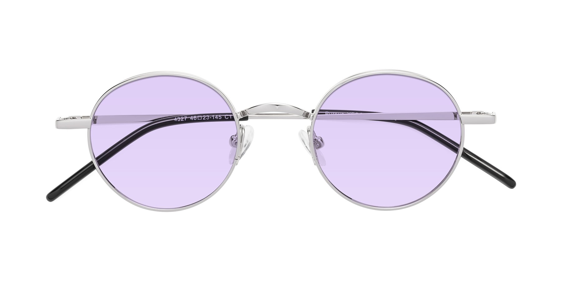 Folded Front of Pursue in Silver with Light Purple Tinted Lenses