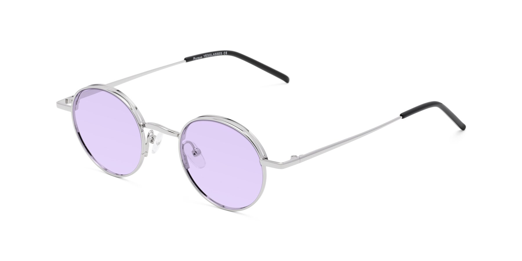 Angle of Pursue in Silver with Light Purple Tinted Lenses