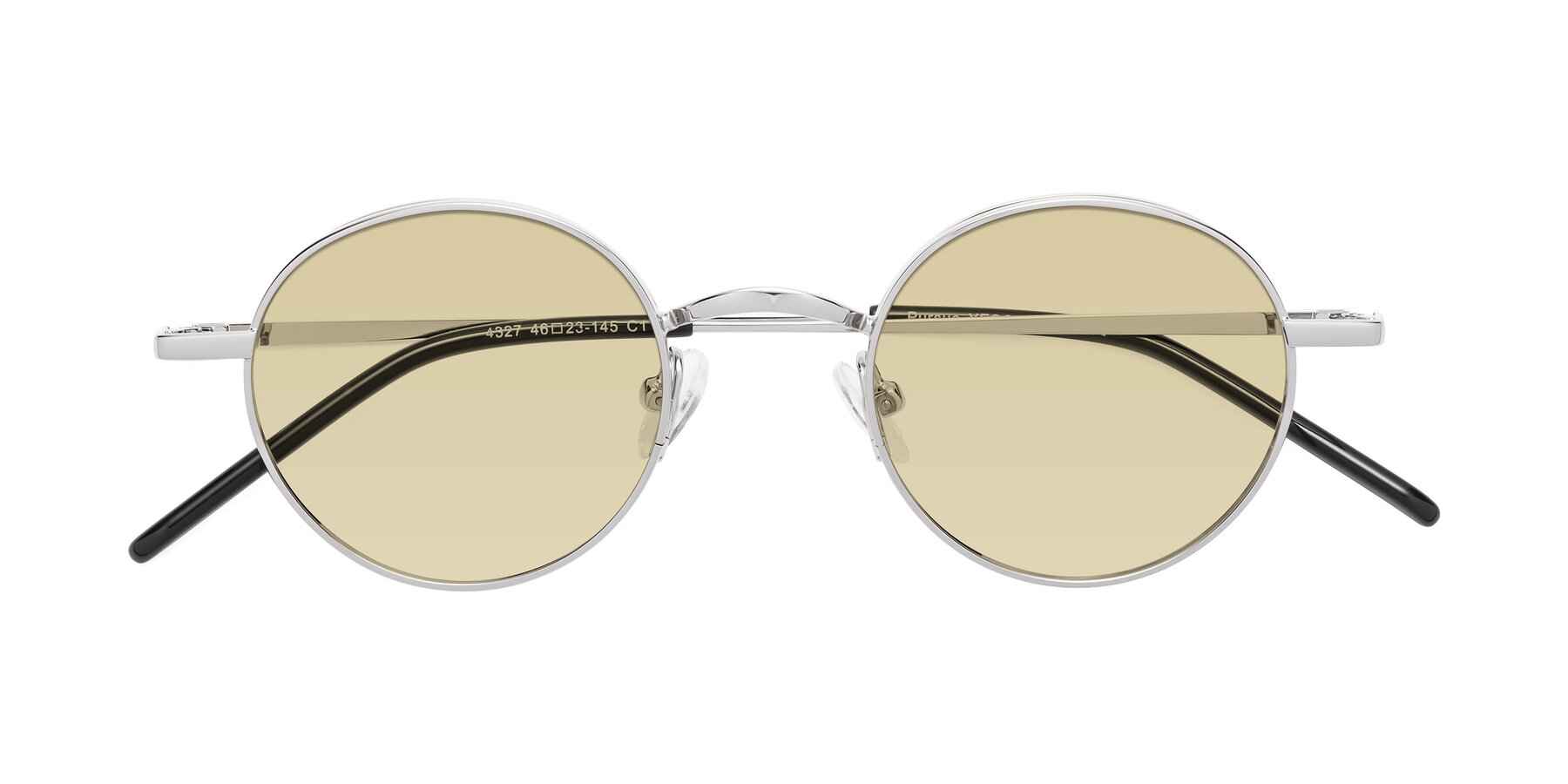 Folded Front of Pursue in Silver with Light Champagne Tinted Lenses