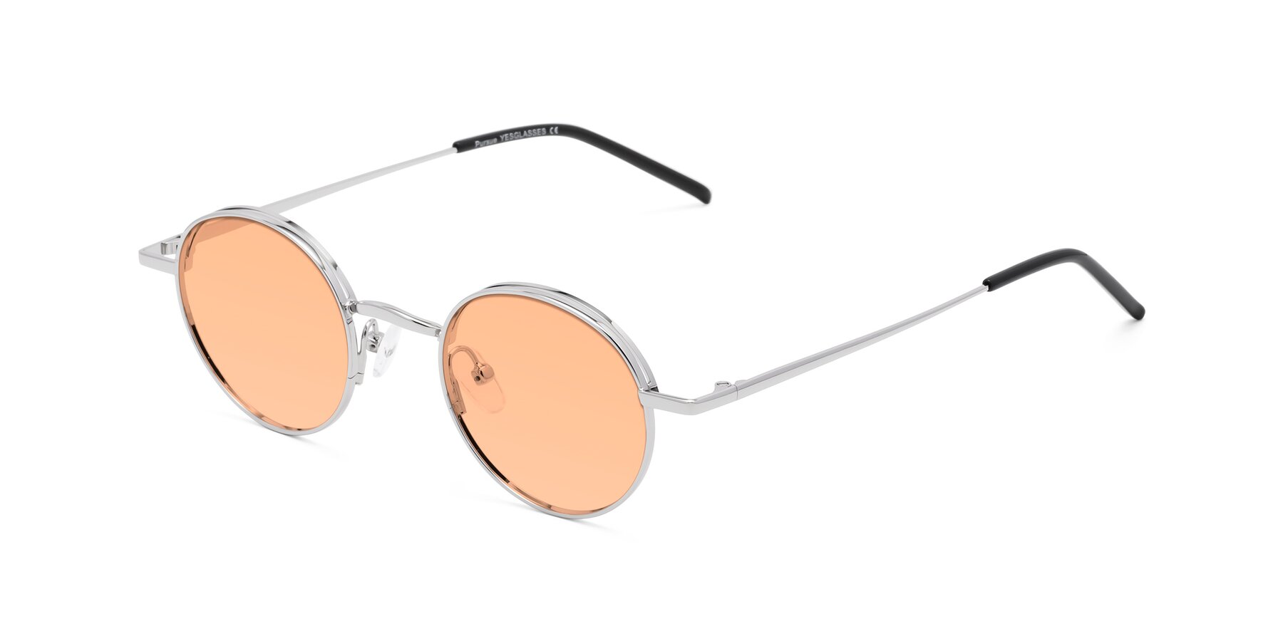 Angle of Pursue in Silver with Light Orange Tinted Lenses