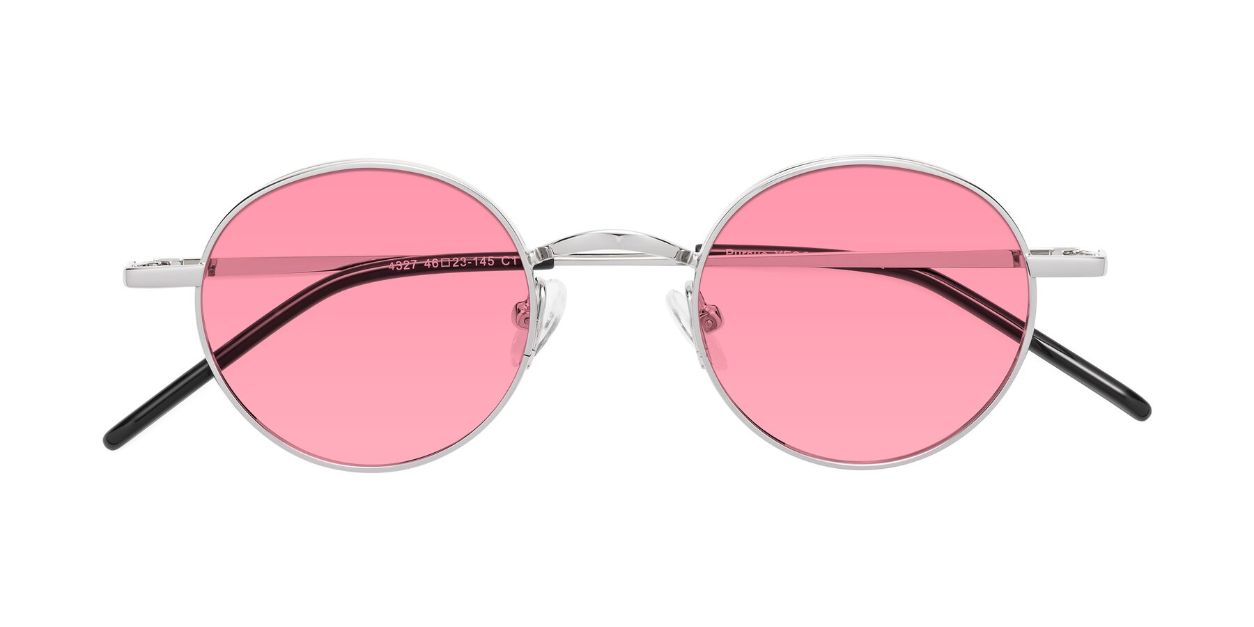 Folded Front of Pursue in Silver with Pink Tinted Lenses