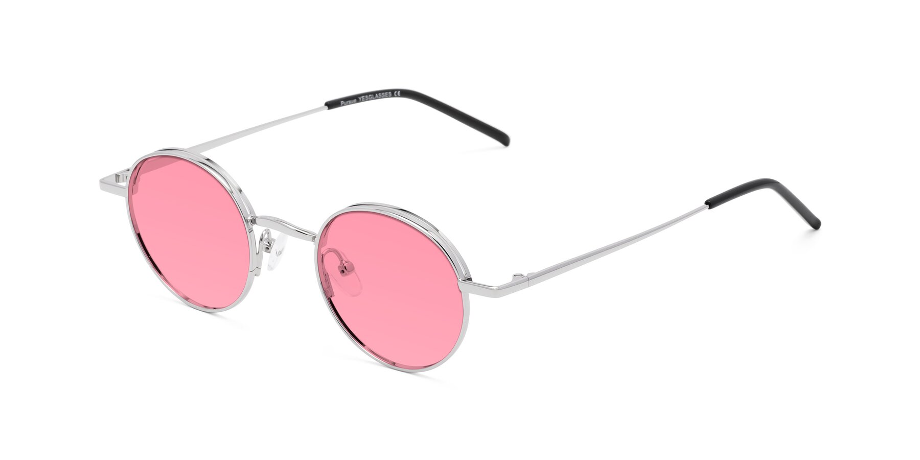 Angle of Pursue in Silver with Pink Tinted Lenses