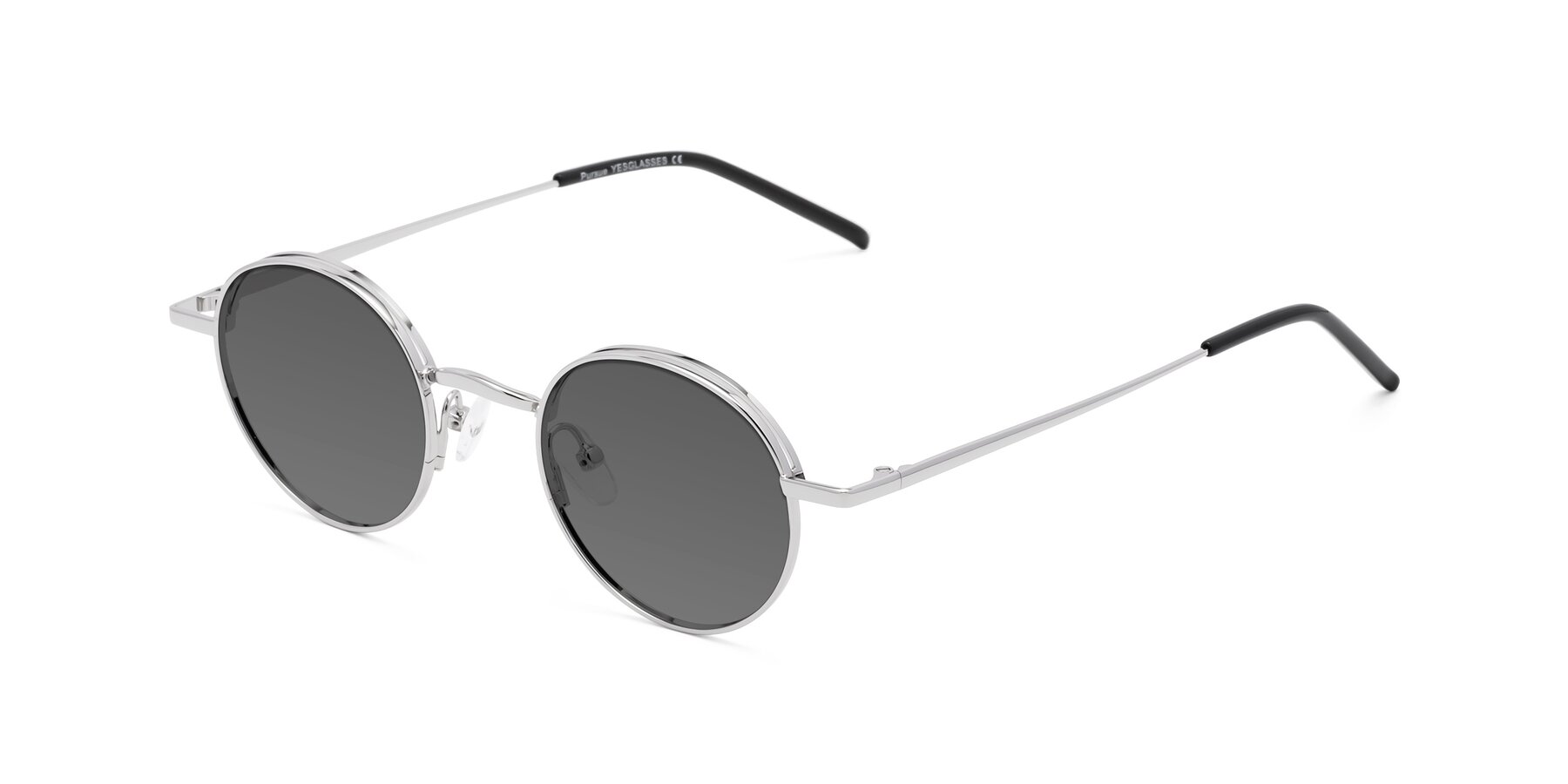 Angle of Pursue in Silver with Medium Gray Tinted Lenses