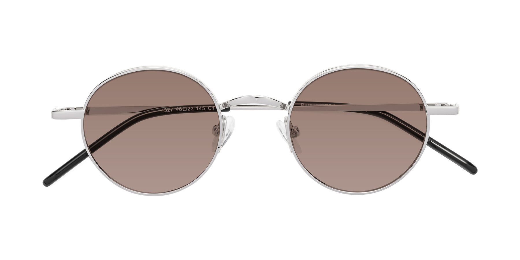 Folded Front of Pursue in Silver with Medium Brown Tinted Lenses