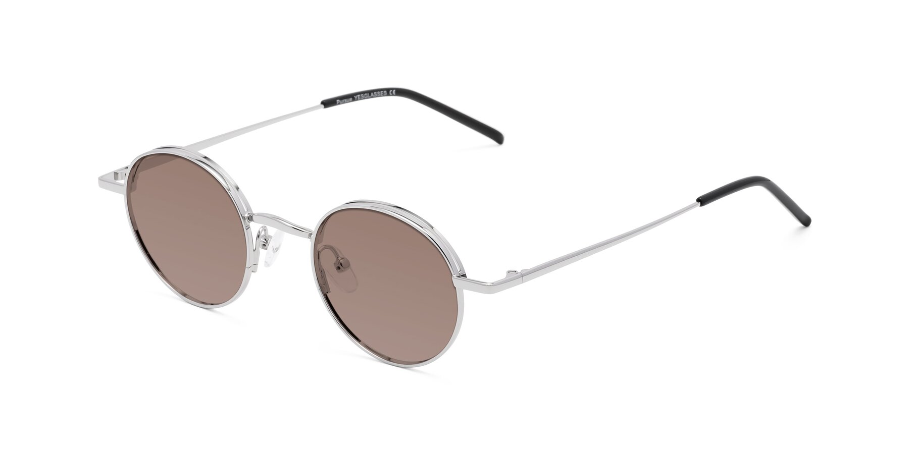 Angle of Pursue in Silver with Medium Brown Tinted Lenses