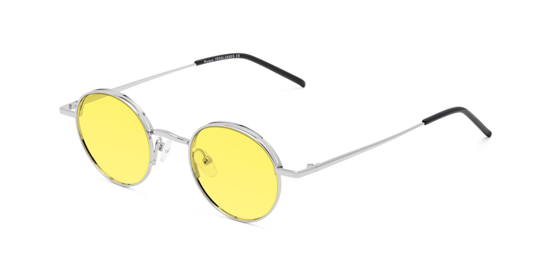 Angle of Pursue in Silver with Medium Yellow Tinted Lenses