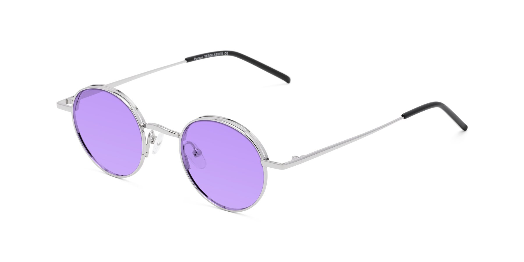 Angle of Pursue in Silver with Medium Purple Tinted Lenses