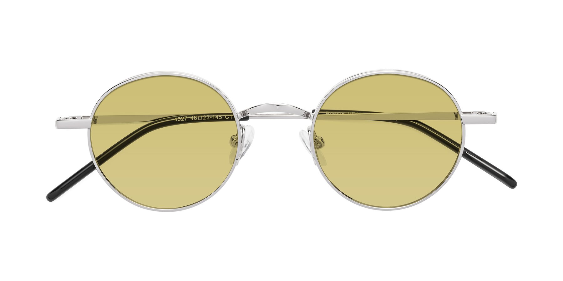 Folded Front of Pursue in Silver with Medium Champagne Tinted Lenses