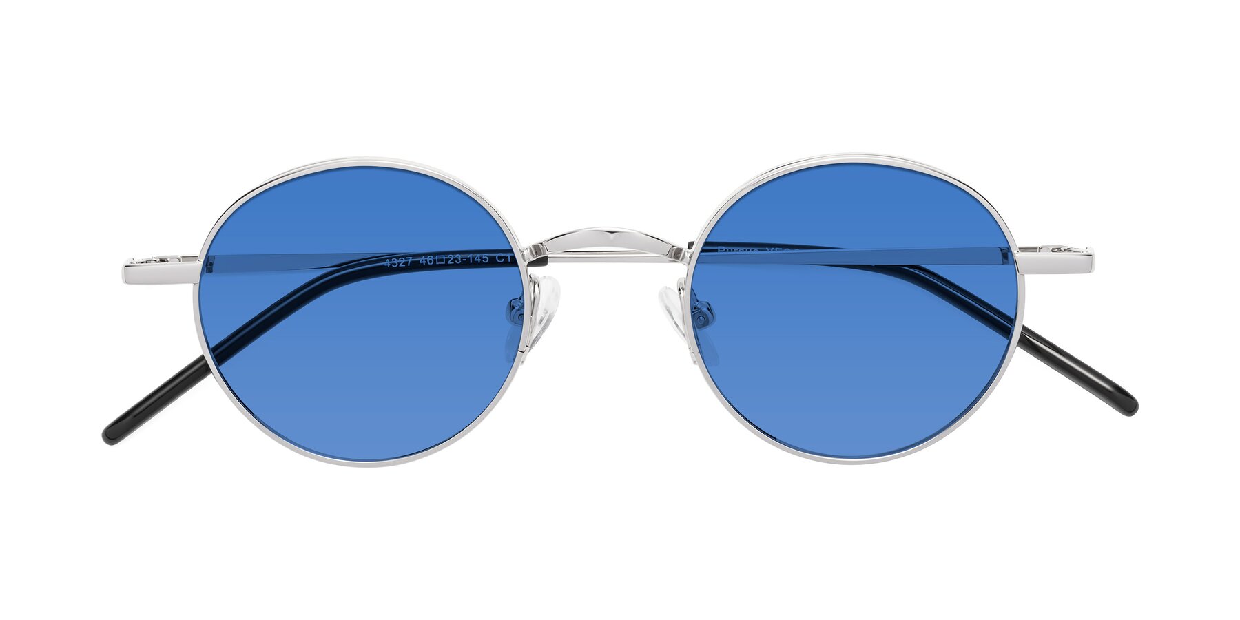 Folded Front of Pursue in Silver with Blue Tinted Lenses