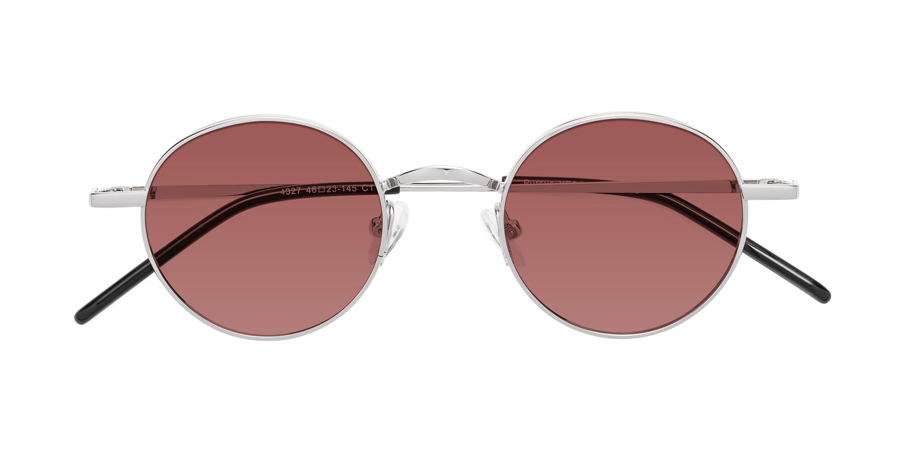 Folded Front of Pursue in Silver with Garnet Tinted Lenses