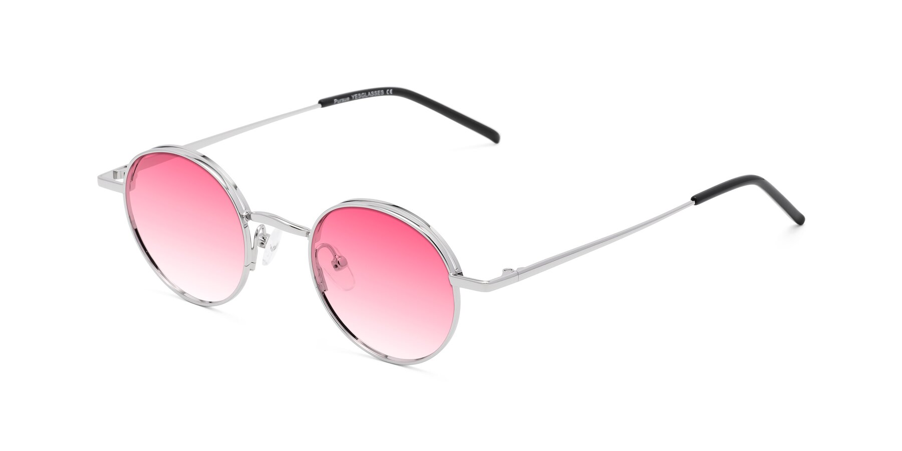 Angle of Pursue in Silver with Pink Gradient Lenses