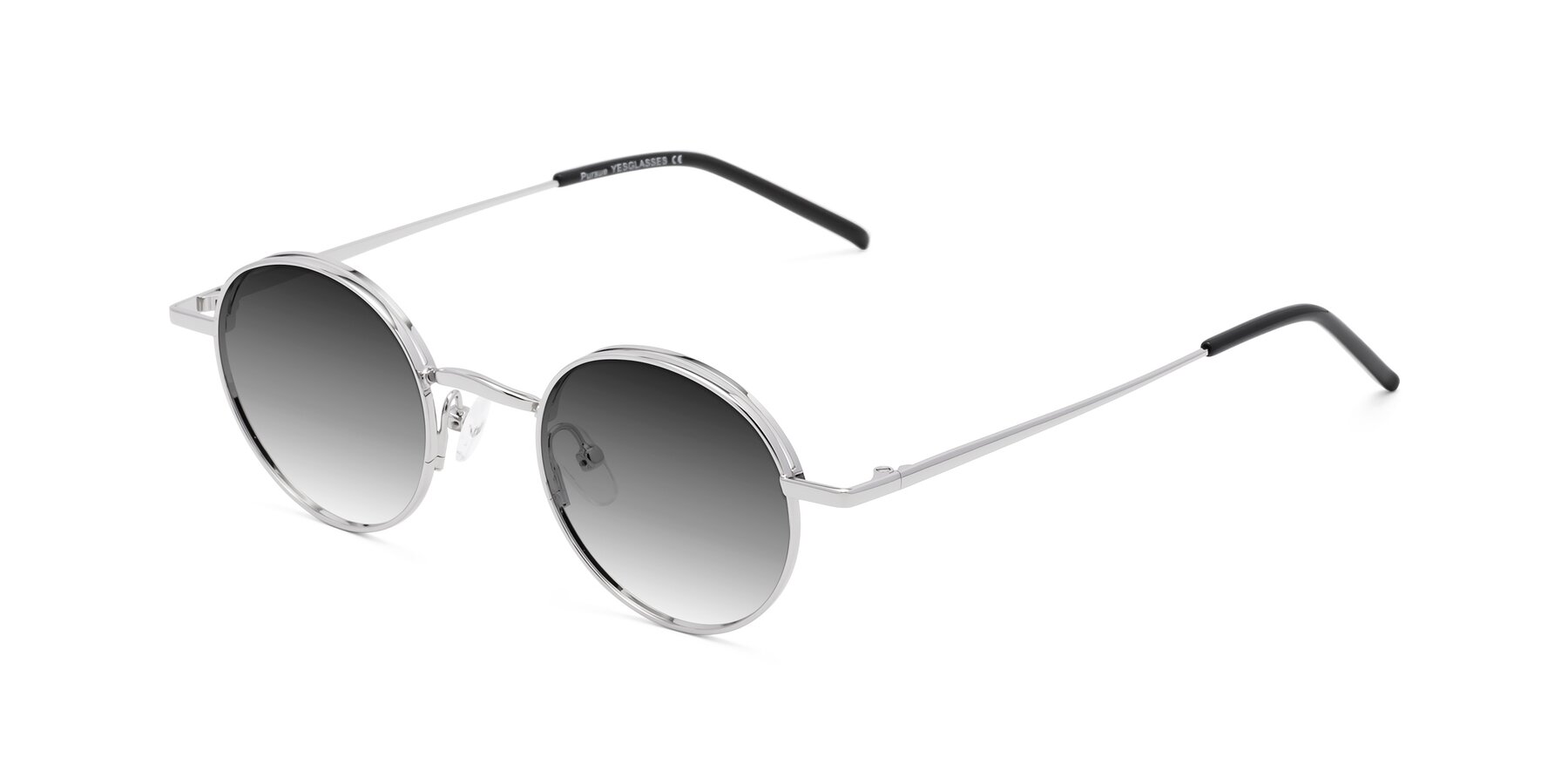 Angle of Pursue in Silver with Gray Gradient Lenses