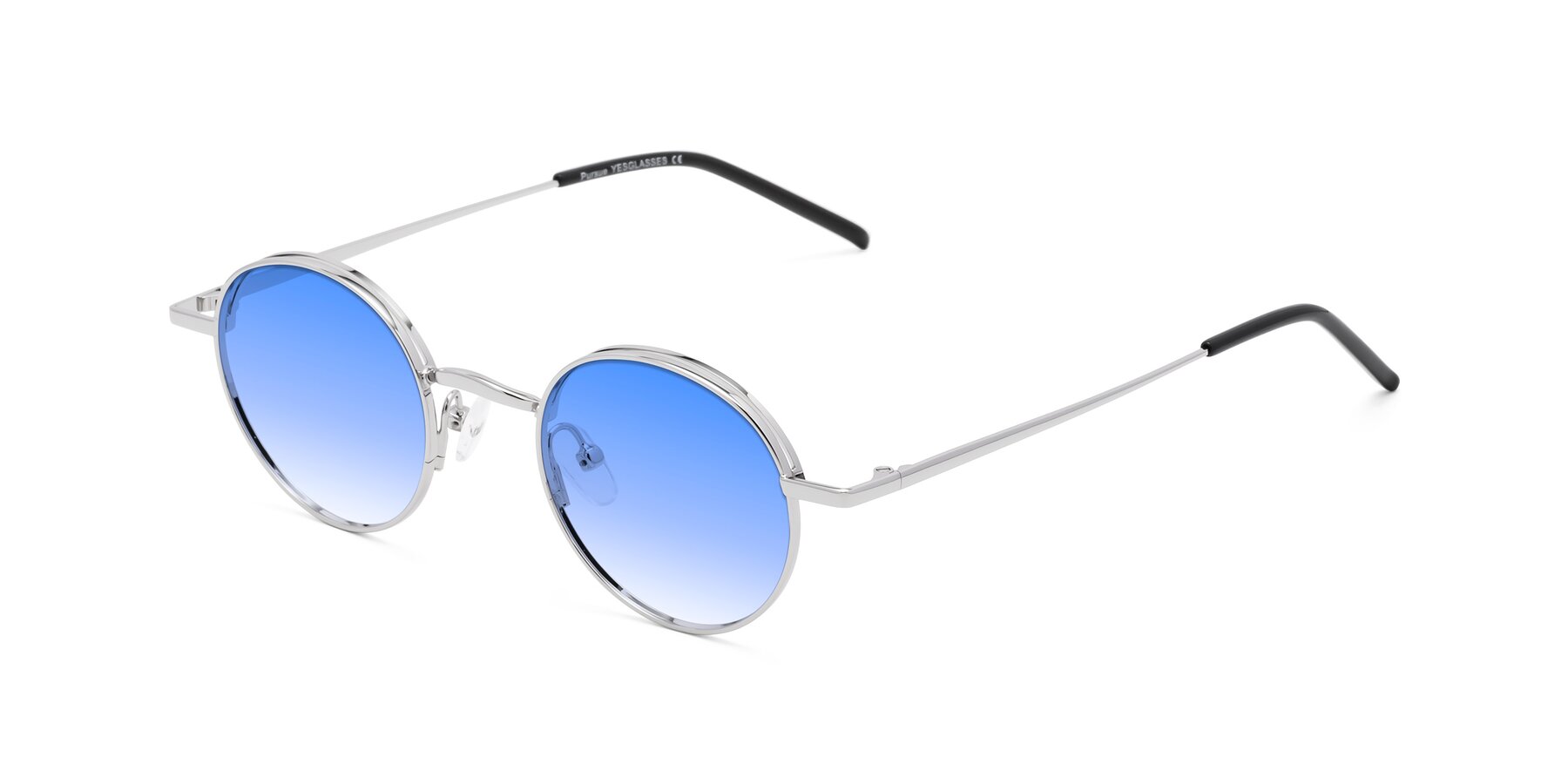 Angle of Pursue in Silver with Blue Gradient Lenses