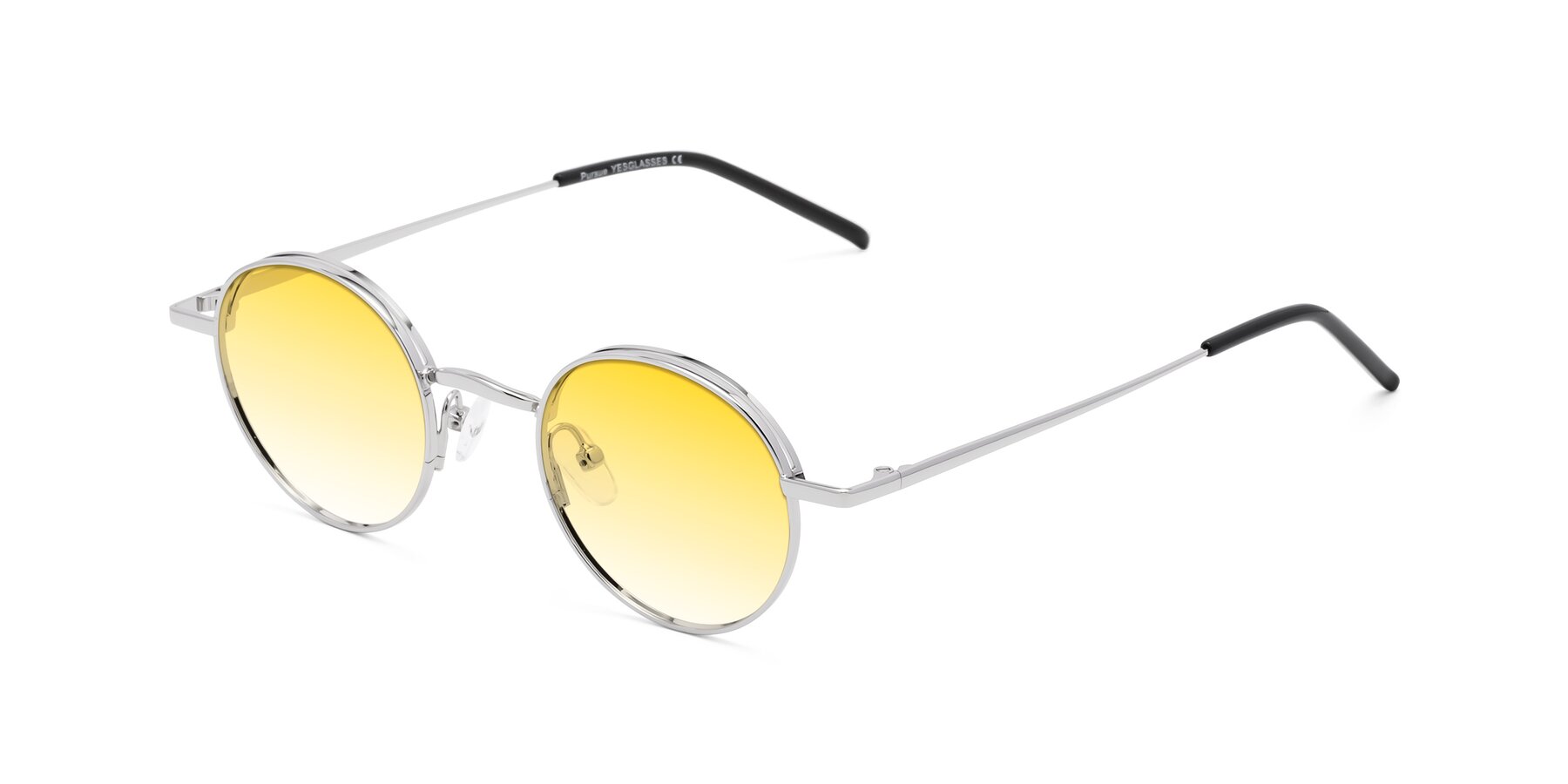 Angle of Pursue in Silver with Yellow Gradient Lenses