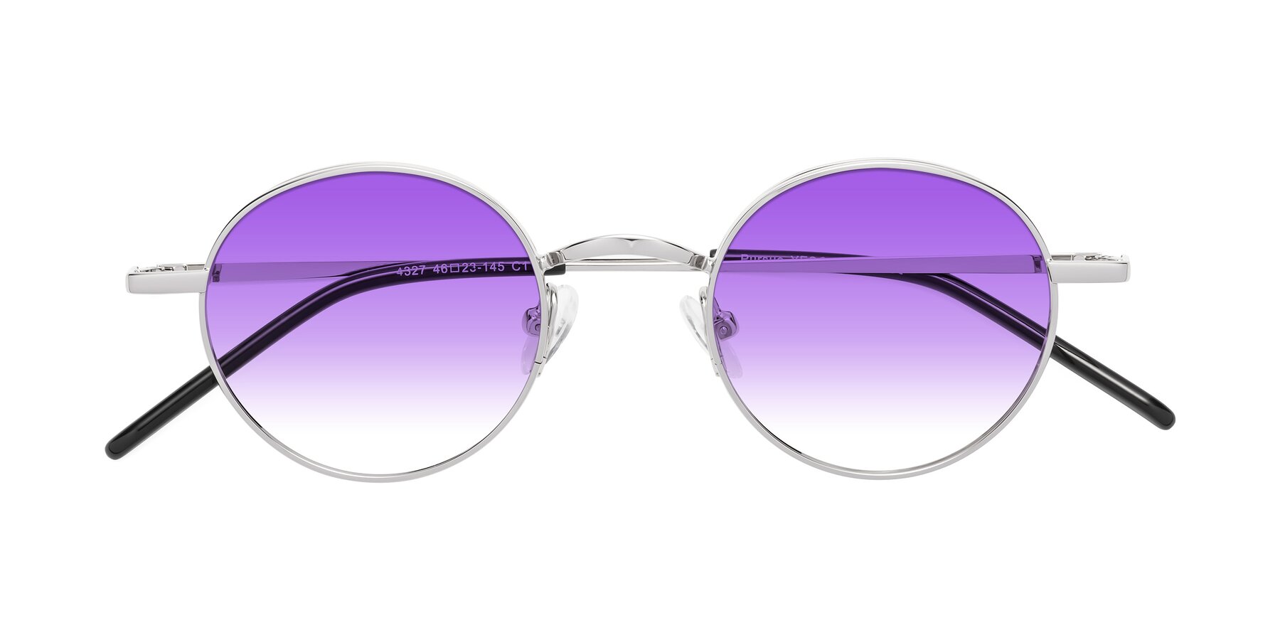 Folded Front of Pursue in Silver with Purple Gradient Lenses
