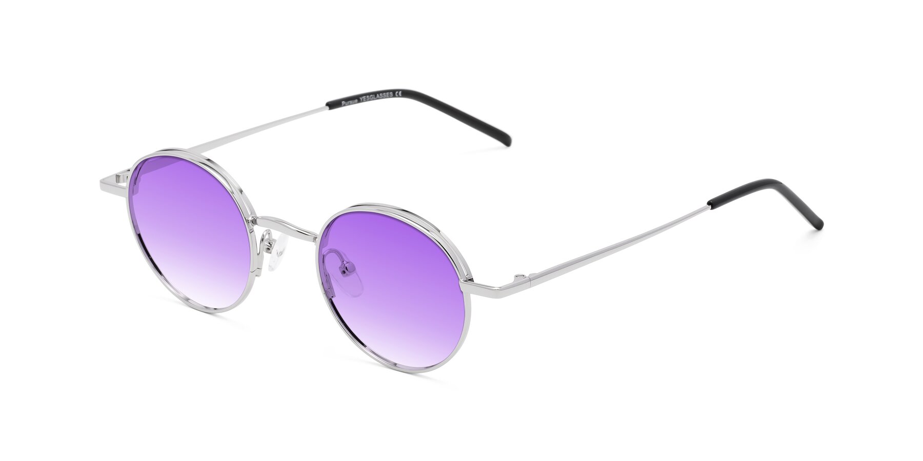 Angle of Pursue in Silver with Purple Gradient Lenses