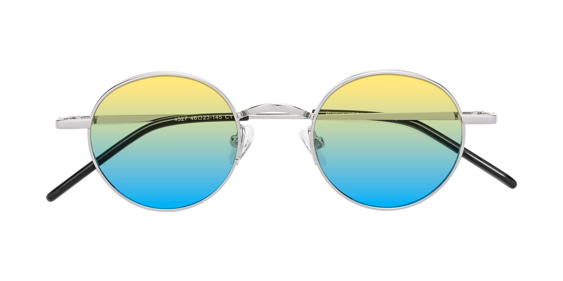 Folded Front of Pursue in Silver with Yellow / Blue Gradient Lenses
