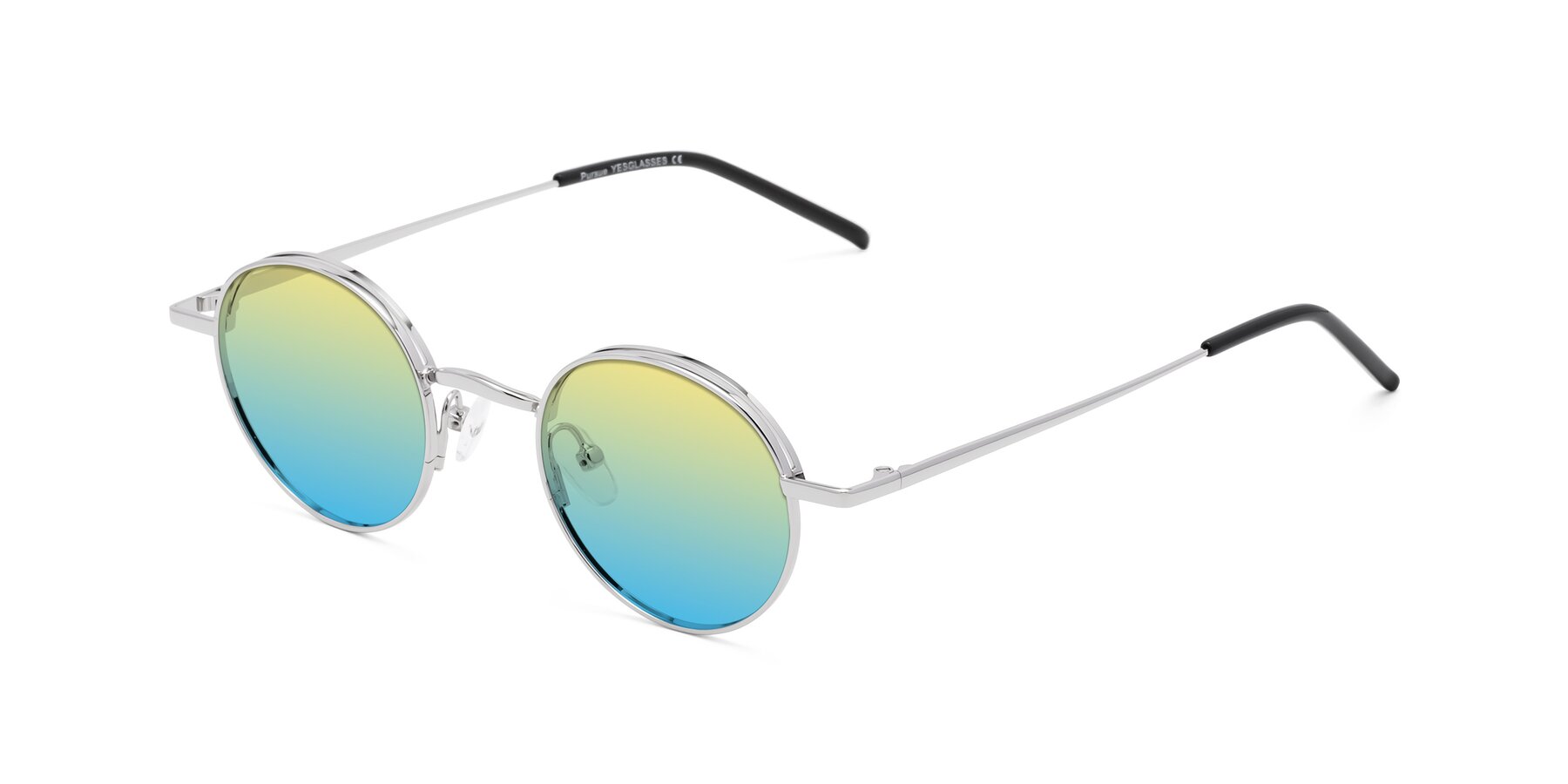 Angle of Pursue in Silver with Yellow / Blue Gradient Lenses