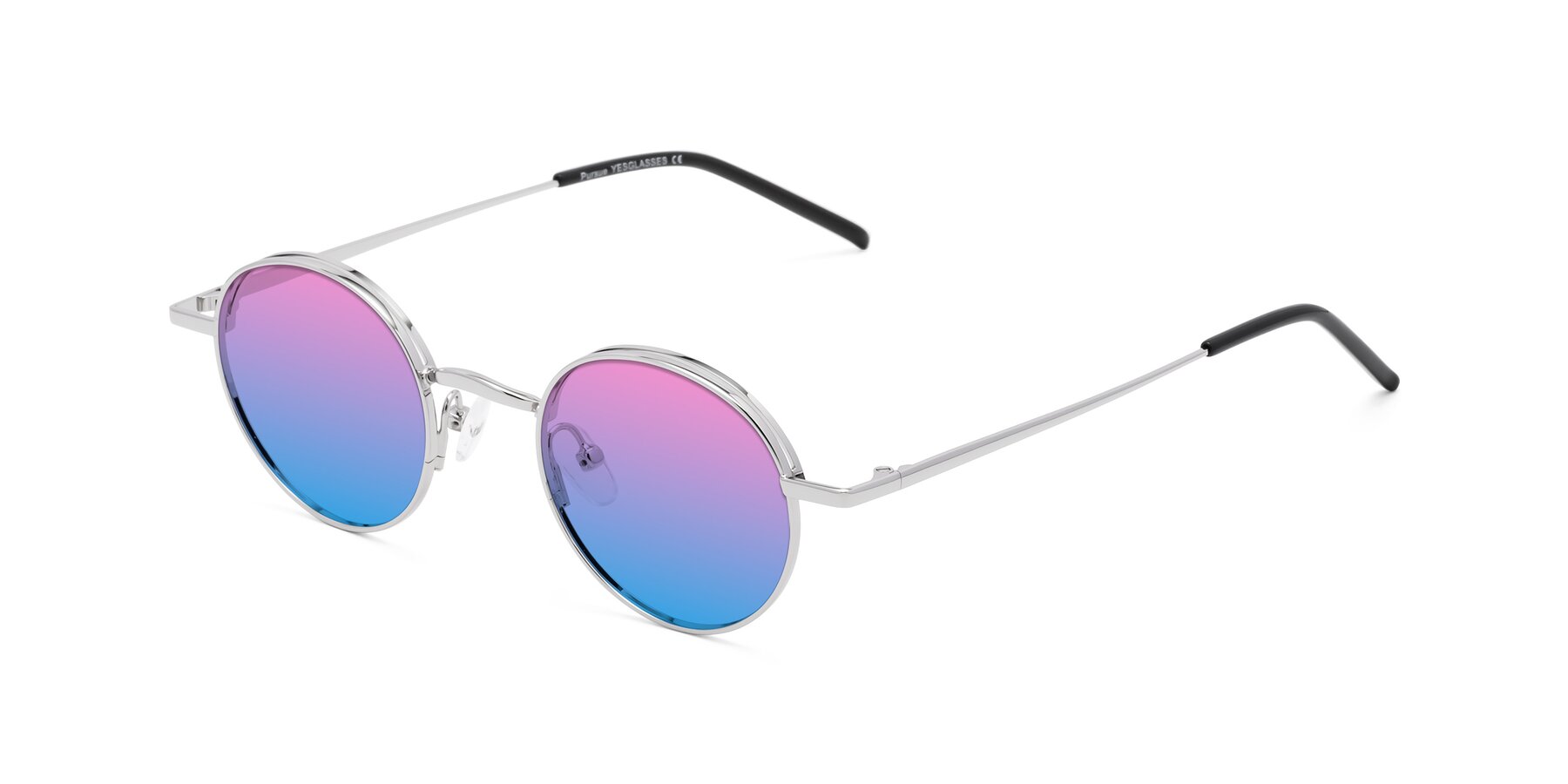 Angle of Pursue in Silver with Pink / Blue Gradient Lenses