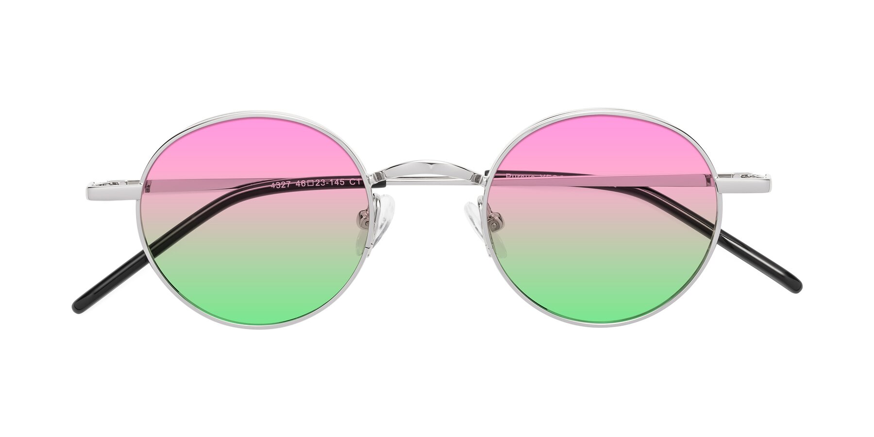 Folded Front of Pursue in Silver with Pink / Green Gradient Lenses