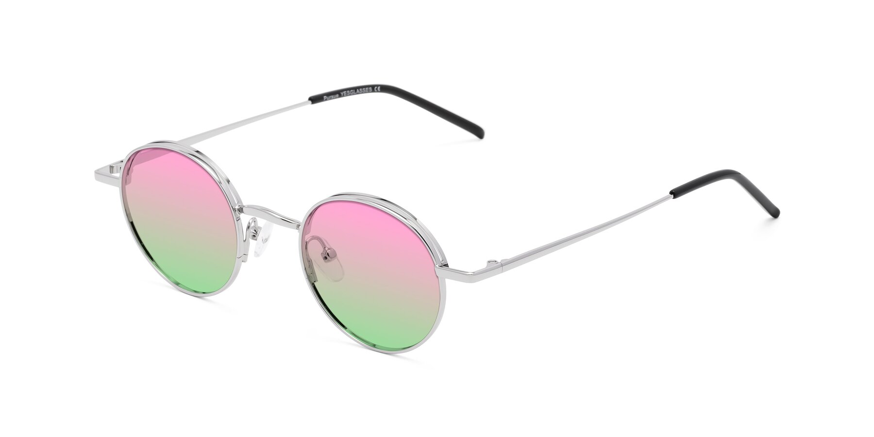 Angle of Pursue in Silver with Pink / Green Gradient Lenses