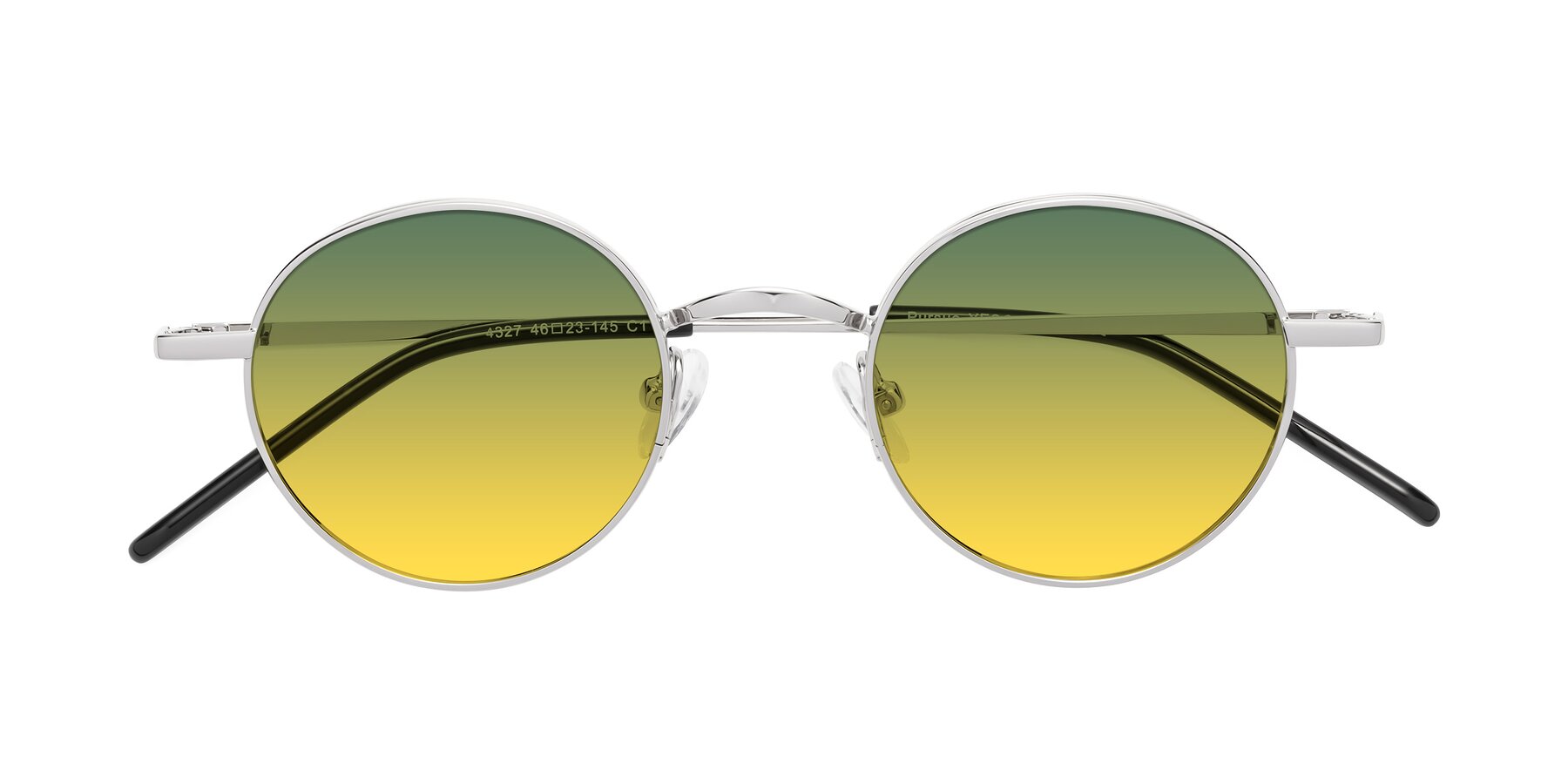 Folded Front of Pursue in Silver with Green / Yellow Gradient Lenses