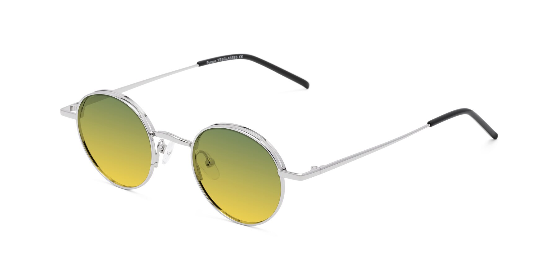Angle of Pursue in Silver with Green / Yellow Gradient Lenses