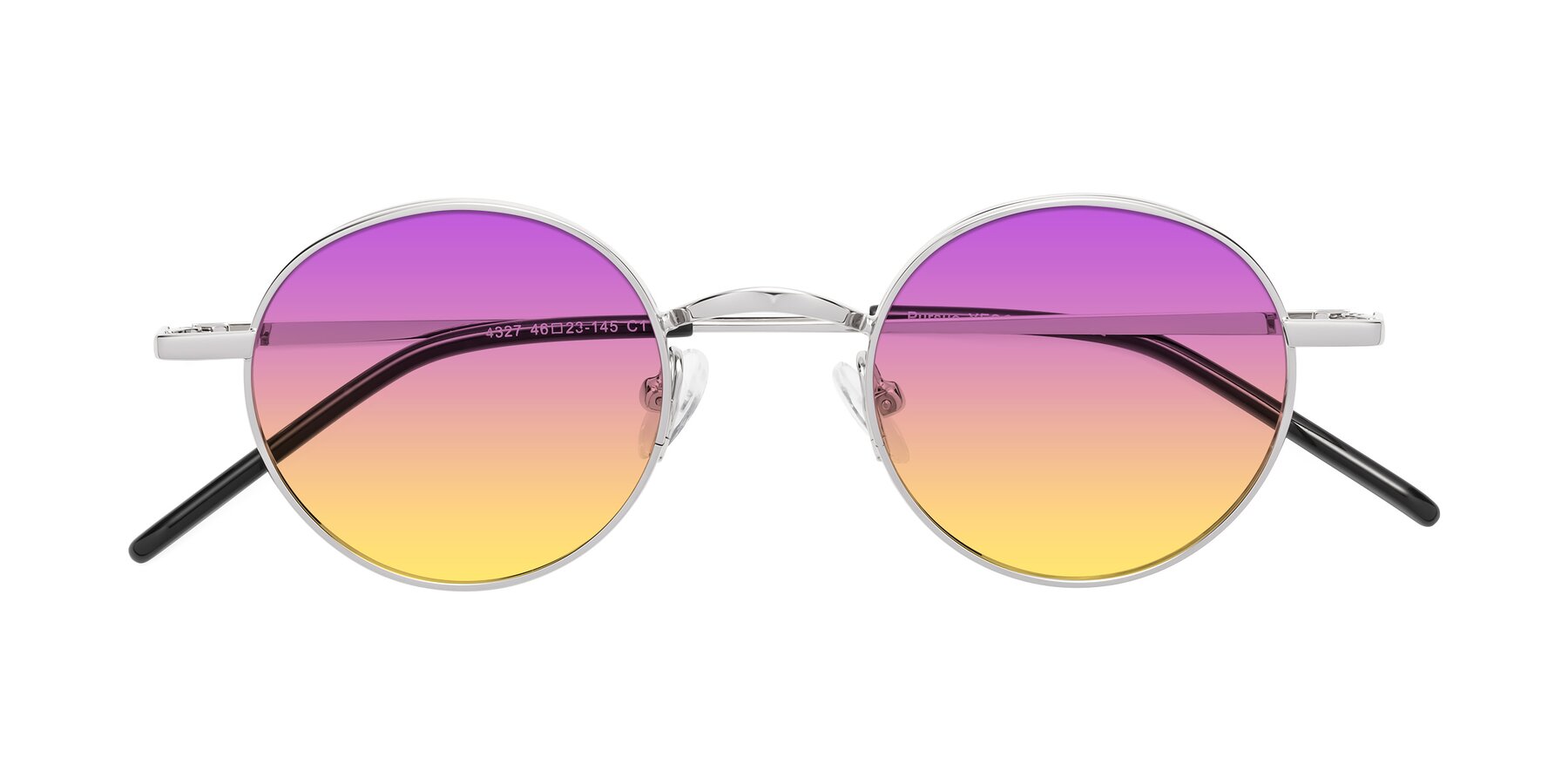Folded Front of Pursue in Silver with Purple / Yellow Gradient Lenses