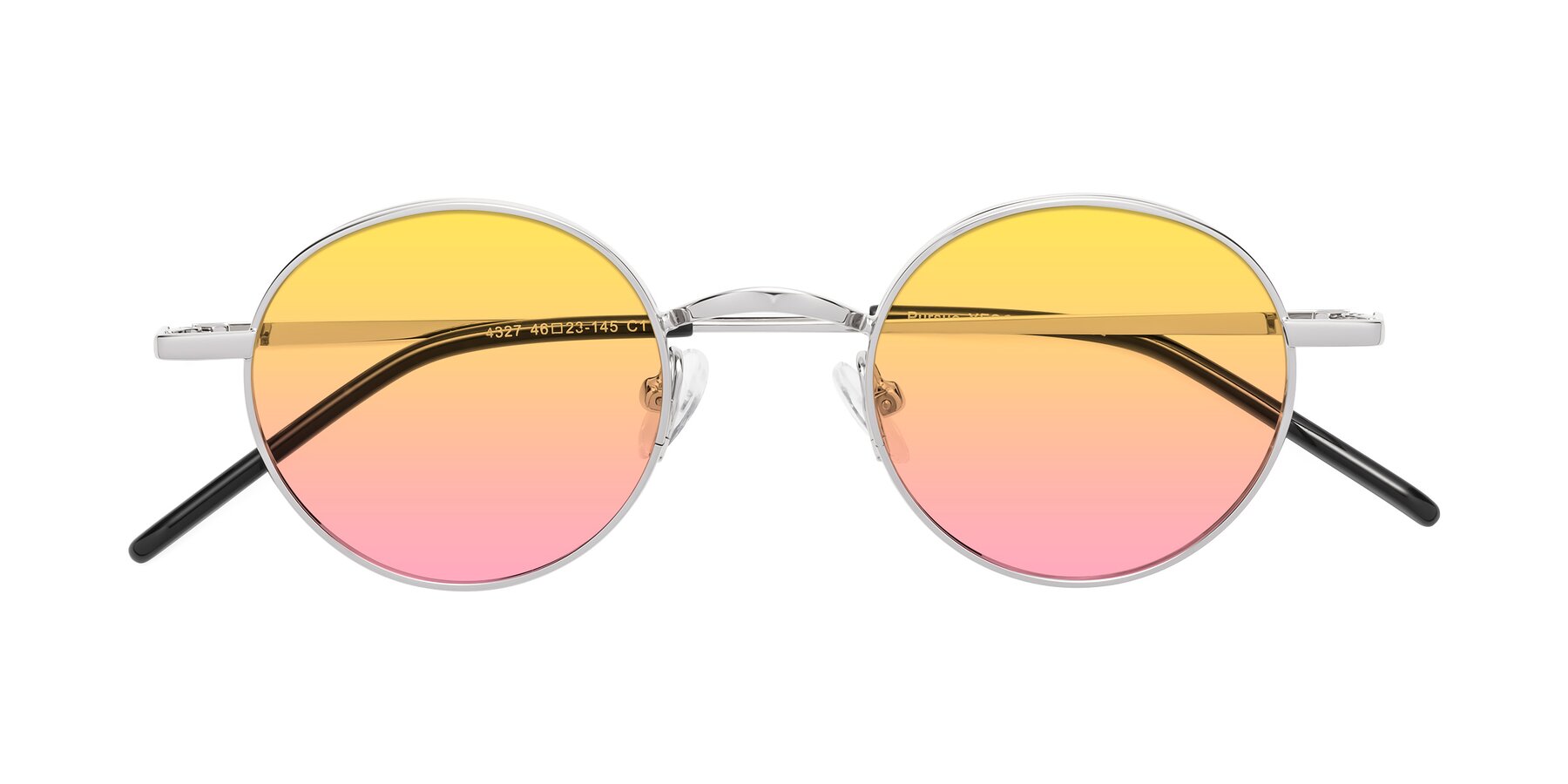 Folded Front of Pursue in Silver with Yellow / Pink Gradient Lenses