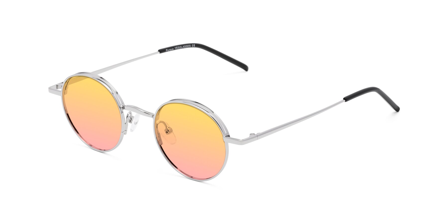 Angle of Pursue in Silver with Yellow / Pink Gradient Lenses