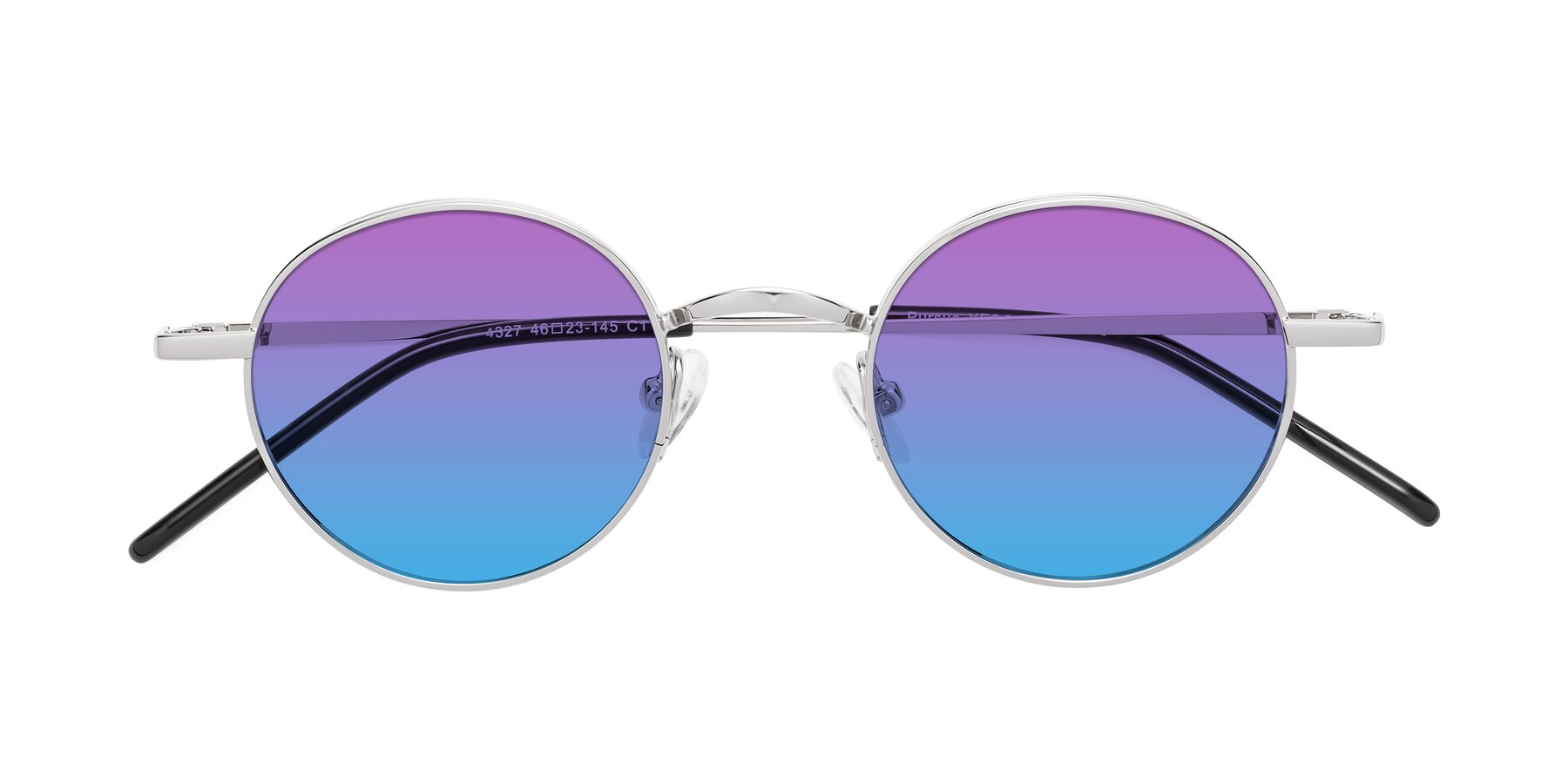 Folded Front of Pursue in Silver with Purple / Blue Gradient Lenses
