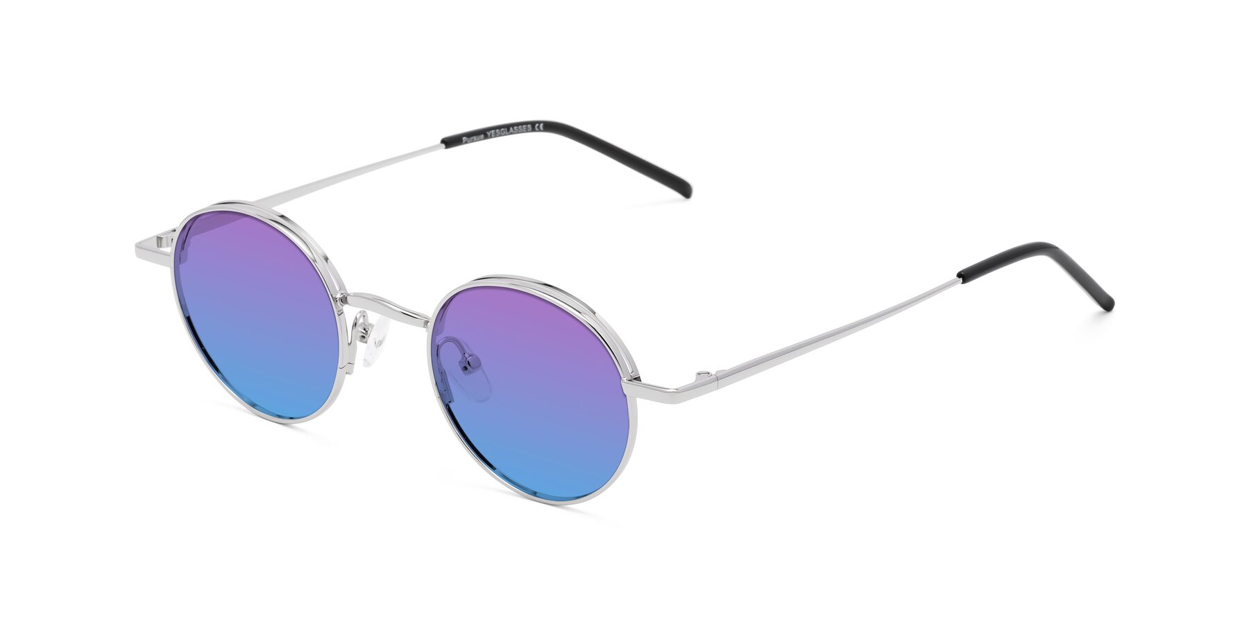 Angle of Pursue in Silver with Purple / Blue Gradient Lenses