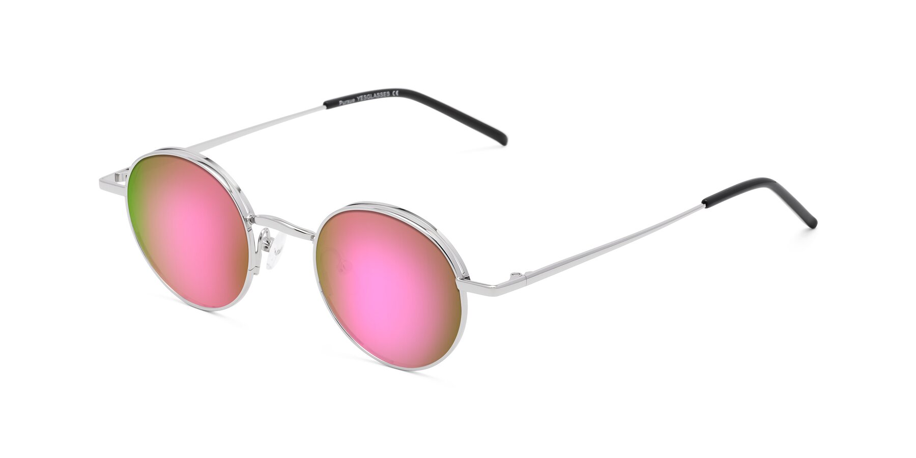 Angle of Pursue in Silver with Pink Mirrored Lenses
