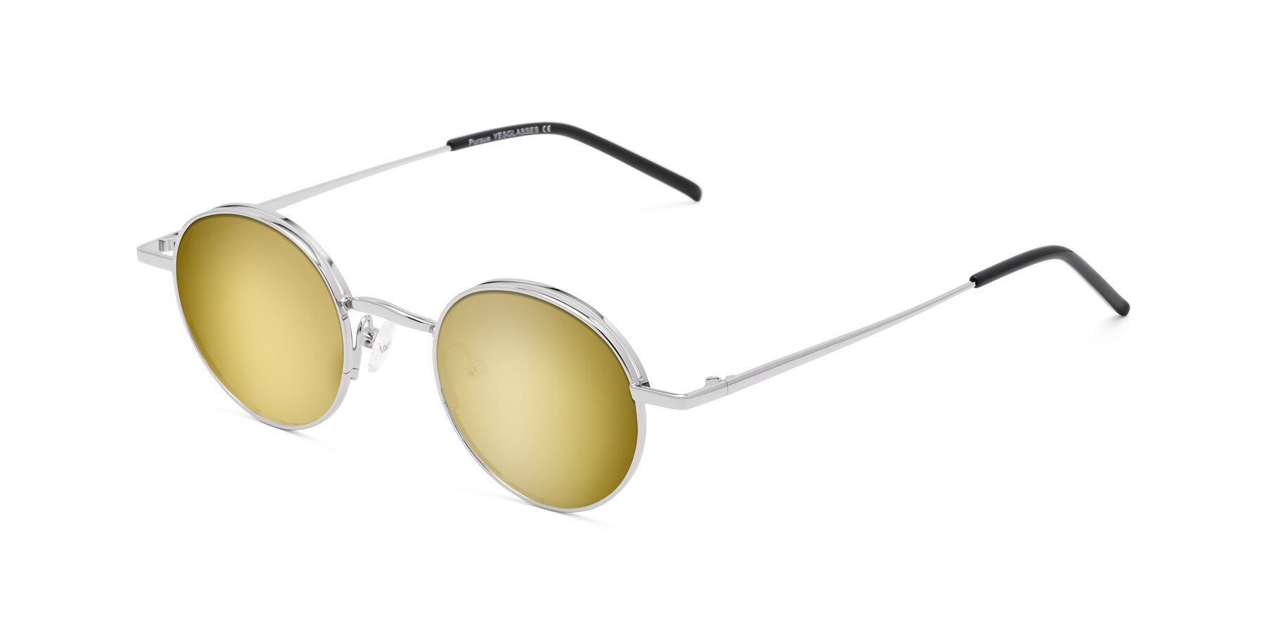 Angle of Pursue in Silver with Gold Mirrored Lenses