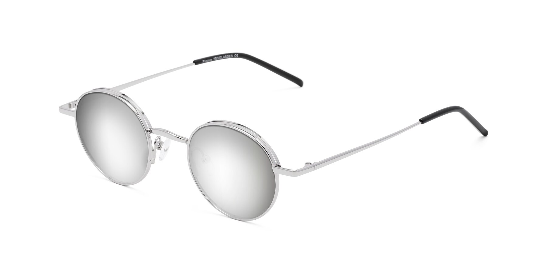 Angle of Pursue in Silver with Silver Mirrored Lenses
