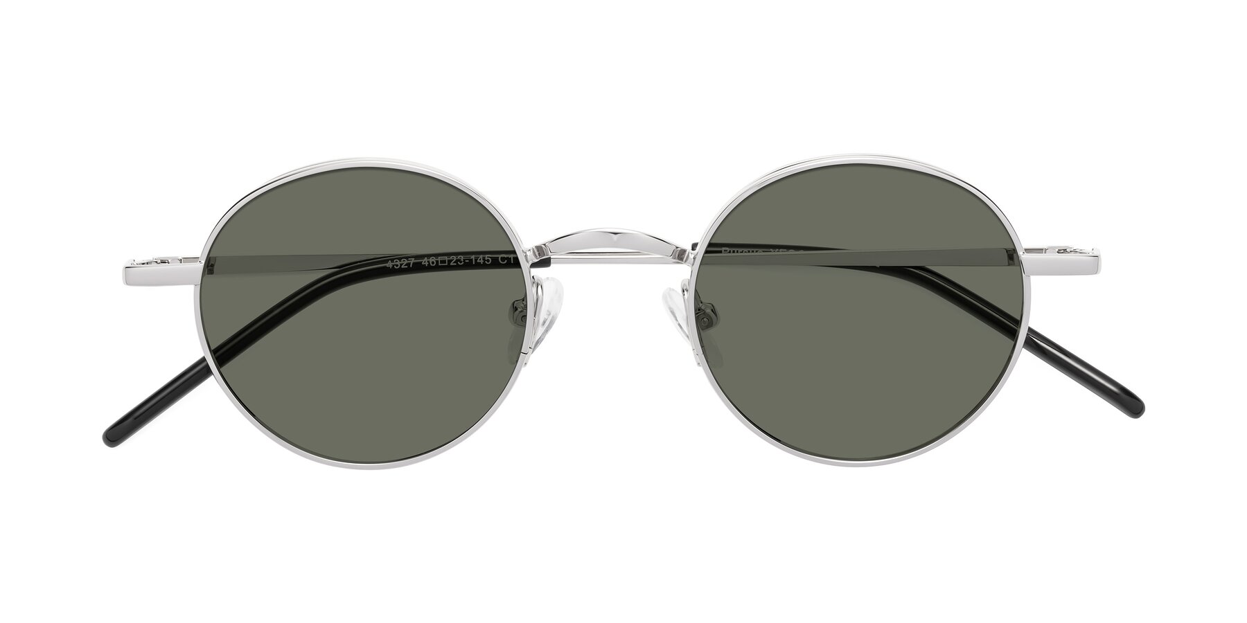 Folded Front of Pursue in Silver with Gray Polarized Lenses